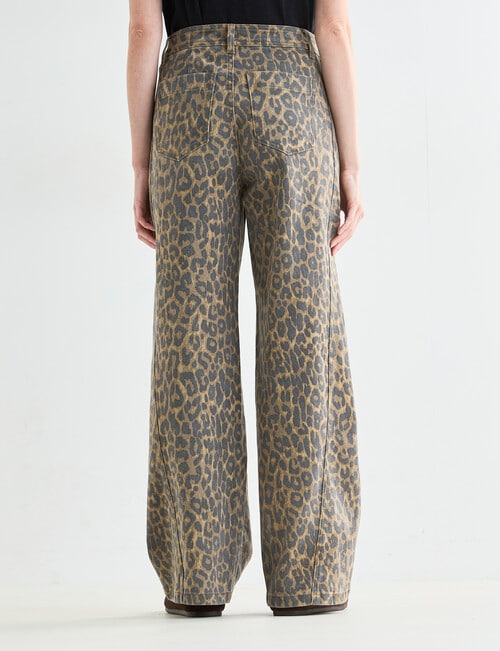 Denim Republic Twist Seam Straight Jeans, Leopard Print product photo View 02 L