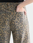 Denim Republic Twist Seam Straight Jeans, Leopard Print product photo View 06 S