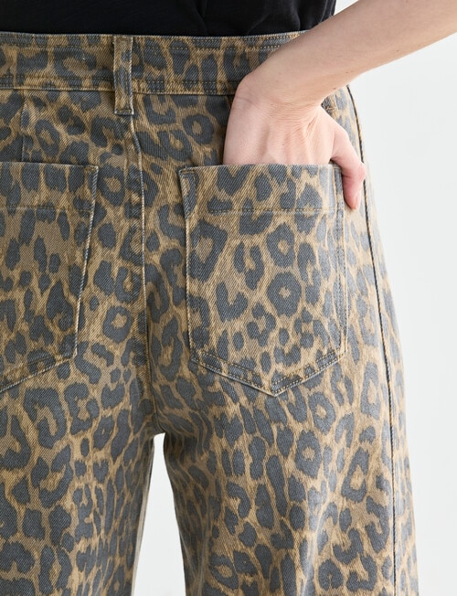 Denim Republic Twist Seam Straight Jeans, Leopard Print product photo View 06 L