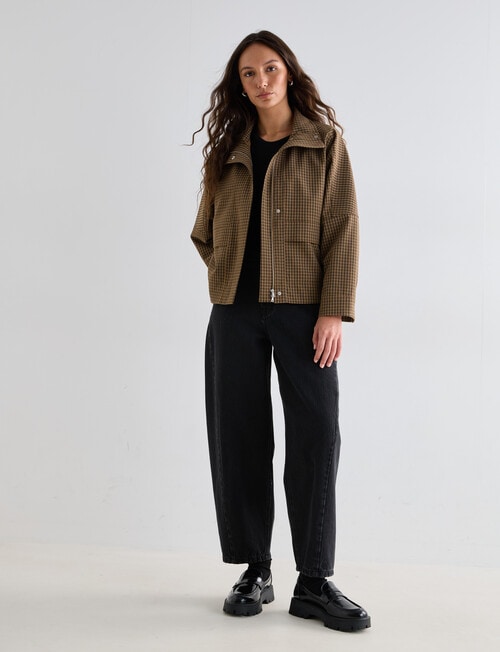 Mineral Heidi Check Bomber, Tan product photo View 03 L