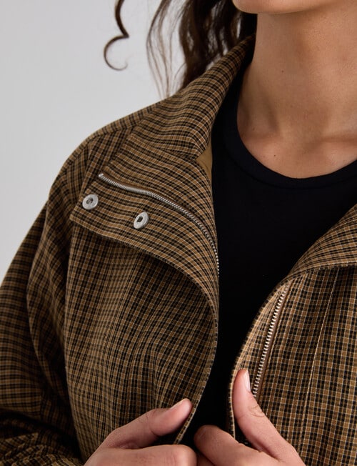 Mineral Heidi Check Bomber, Tan product photo View 04 L