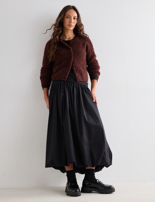 Mineral Mila Bubble Hem Mid Skirt, Black product photo