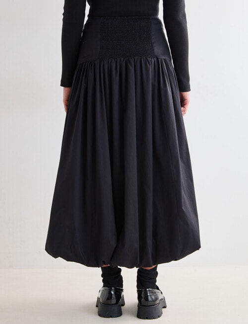 Mineral Mila Bubble Hem Mid Skirt, Black product photo View 02 L
