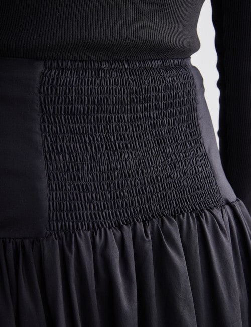 Mineral Mila Bubble Hem Mid Skirt, Black product photo View 05 L