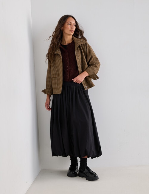 Mineral Mila Bubble Hem Mid Skirt, Black product photo View 07 L