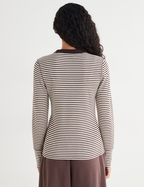 Zest Lounge Henley Top, Chocolate Stripe product photo View 02 L