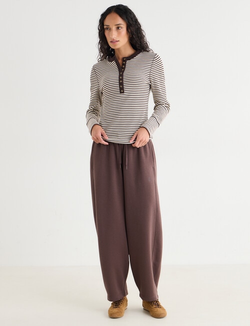 Zest Lounge Henley Top, Chocolate Stripe product photo View 03 L