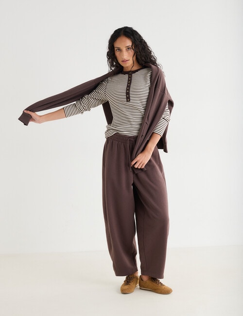 Zest Lounge Henley Top, Chocolate Stripe product photo View 07 L