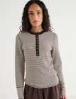 Zest Lounge Henley Top, Chocolate Stripe product photo View 08 S