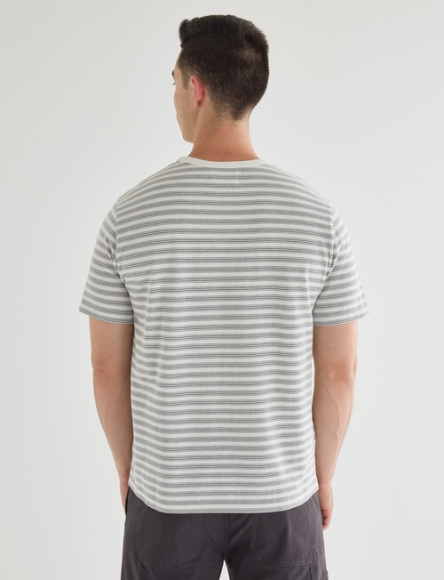 Gasoline Cotton Stripe Short Sleeve Tee, Cream product photo View 02 L