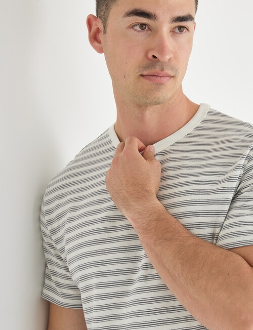 Gasoline Cotton Stripe Short Sleeve Tee, Cream product photo View 04 L