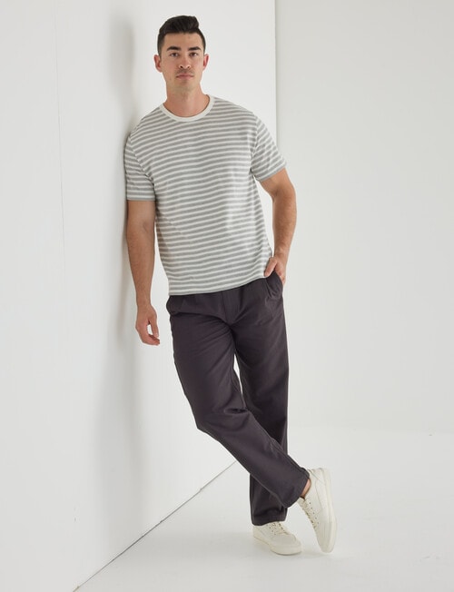 Gasoline Cotton Stripe Short Sleeve Tee, Cream product photo View 05 L