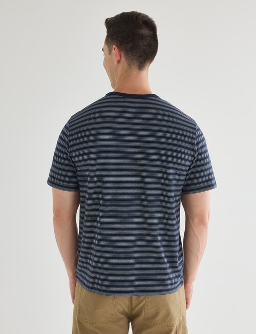 Gasoline Cotton Stripe Short Sleeve Tee, Navy product photo View 02 L