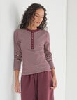 Zest Lounge Henley Top, Cherry Stripe product photo