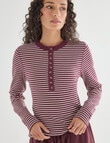 Zest Lounge Henley Top, Cherry Stripe product photo View 04 S