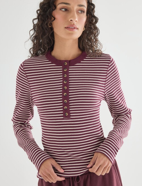 Zest Lounge Henley Top, Cherry Stripe product photo View 04 L