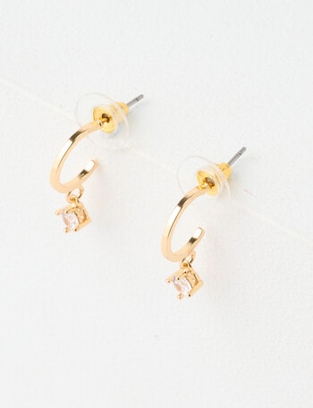 Earsense CZ Drop on Post Hoop, Gold Tone product photo