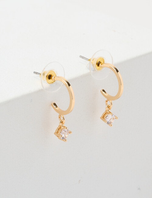 Earsense CZ Drop on Post Hoop, Gold Tone product photo View 03 L