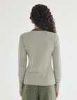 Zest Lounge Henley Top, Green Stripe product photo View 02 S