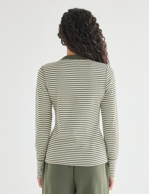 Zest Lounge Henley Top, Green Stripe product photo View 02 L