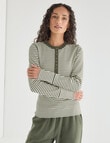 Zest Lounge Henley Top, Green Stripe product photo View 04 S