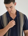 Gasoline Button Down Stripe Knit Shirt, Navy product photo View 04 S