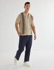 Gasoline Button Down Stripe Knit Shirt, Tan product photo View 03 S