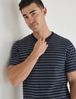 Gasoline Cotton Stripe Short Sleeve Tee, Navy product photo View 04 S