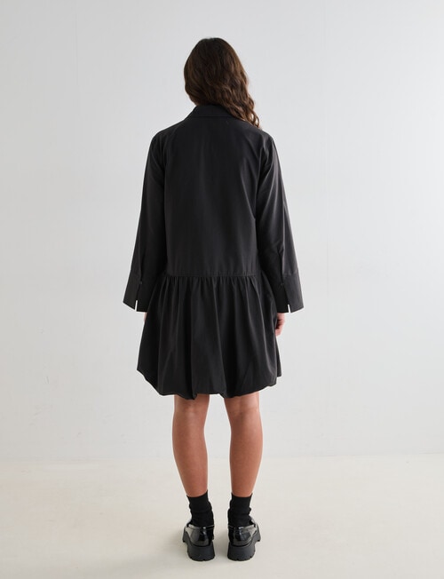 Mineral Jamie Bubble Hem Shirt Dress, Black product photo View 02 L