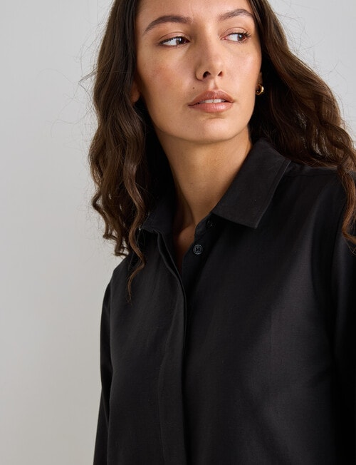 Mineral Jamie Bubble Hem Shirt Dress, Black product photo View 04 L