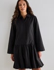 Mineral Jamie Bubble Hem Shirt Dress, Black product photo View 07 S