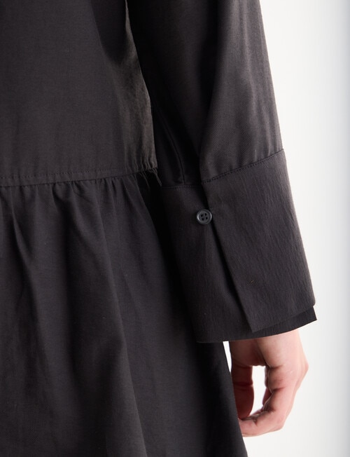 Mineral Jamie Bubble Hem Shirt Dress, Black product photo View 09 L