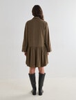 Mineral Jamie Bubble Hem Shirt Dress, Tan Check product photo View 02 S