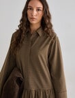 Mineral Jamie Bubble Hem Shirt Dress, Tan Check product photo View 04 S