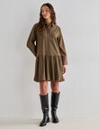 Mineral Jamie Bubble Hem Shirt Dress, Tan Check product photo View 06 S
