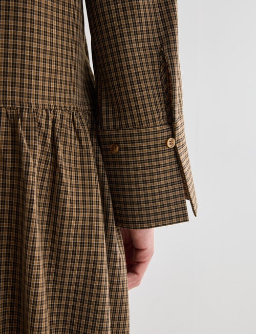 Mineral Jamie Bubble Hem Shirt Dress, Tan Check product photo View 09 L