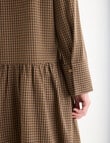 Mineral Jamie Bubble Hem Shirt Dress, Tan Check product photo View 11 S