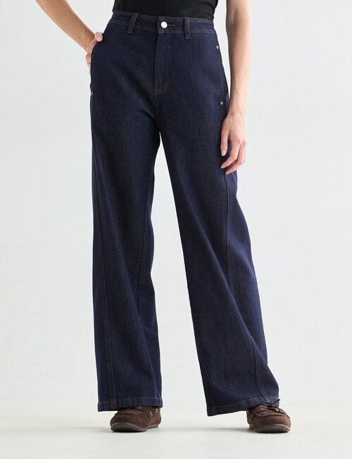 Denim Republic Twist Seam Straight Jeans, Rinse product photo View 06 L