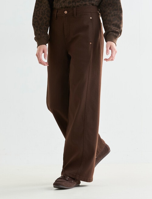 Denim Republic Twist Seam Straight Jeans, Chocolate product photo