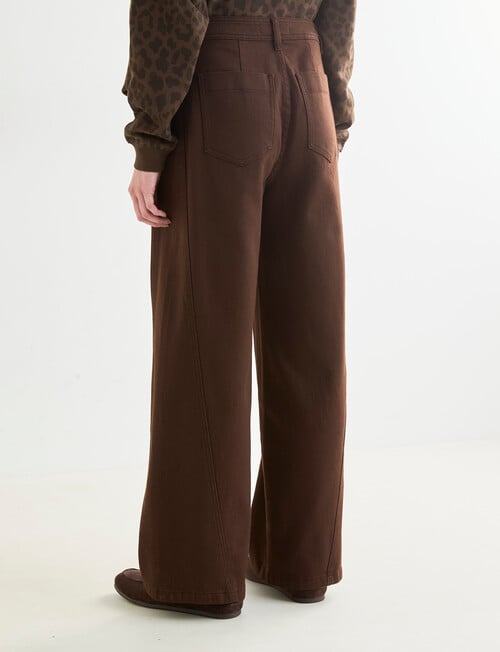 Denim Republic Twist Seam Straight Jeans, Chocolate product photo View 02 L