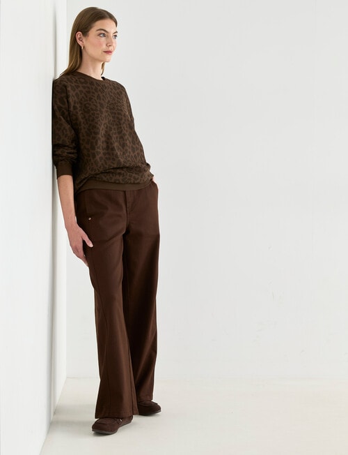 Denim Republic Twist Seam Straight Jeans, Chocolate product photo View 03 L