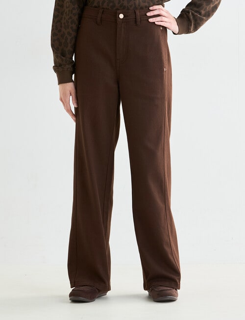 Denim Republic Twist Seam Straight Jeans, Chocolate product photo View 05 L