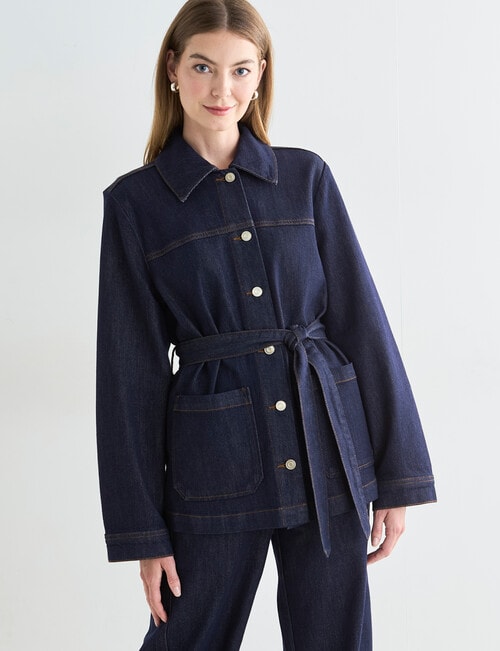 Denim Republic Belted Denim Jacket, Rinse product photo