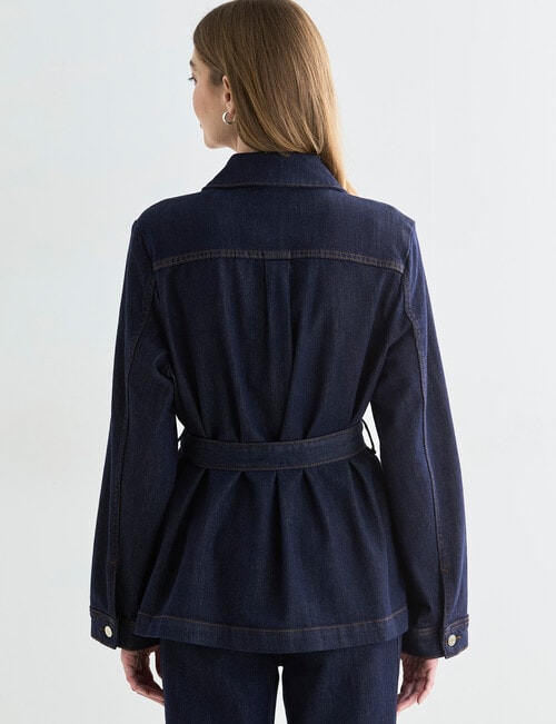 Denim Republic Belted Denim Jacket, Rinse product photo View 02 L