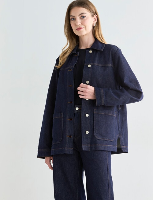 Denim Republic Belted Denim Jacket, Rinse product photo View 05 L