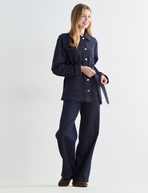 Denim Republic Belted Denim Jacket, Rinse product photo View 06 L