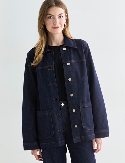 Denim Republic Belted Denim Jacket, Rinse product photo View 07 L