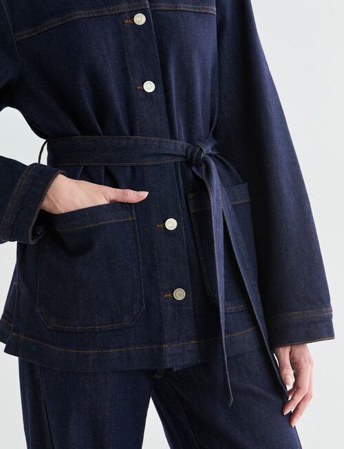 Denim Republic Belted Denim Jacket, Rinse product photo View 08 L