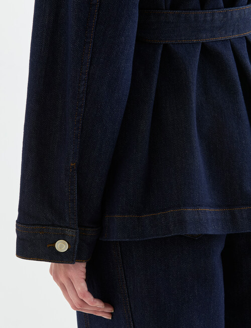 Denim Republic Belted Denim Jacket, Rinse product photo View 09 L