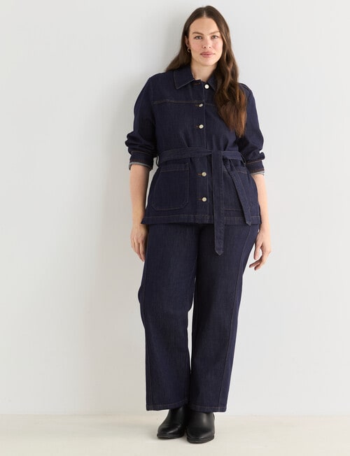 Denim Republic Belted Denim Jacket, Rinse product photo View 13 L